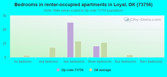 Bedrooms in renter-occupied apartments in Loyal, OK (73756) 