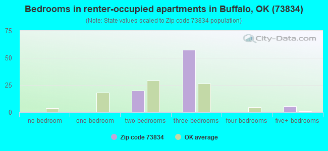 Bedrooms in renter-occupied apartments in Buffalo, OK (73834) 