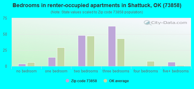 Bedrooms in renter-occupied apartments in Shattuck, OK (73858) 