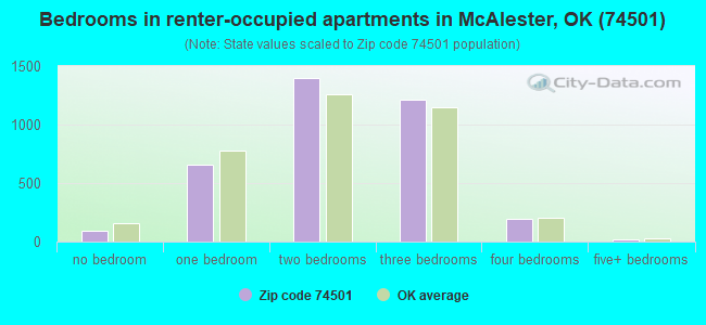 Bedrooms in renter-occupied apartments in McAlester, OK (74501) 
