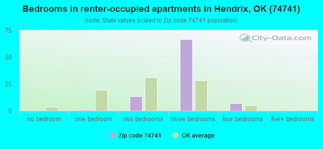 Bedrooms in renter-occupied apartments in Hendrix, OK (74741) 