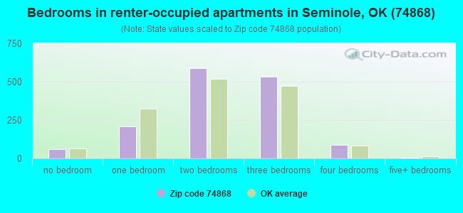 Bedrooms in renter-occupied apartments in Seminole, OK (74868) 