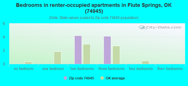 Bedrooms in renter-occupied apartments in Flute Springs, OK (74945) 