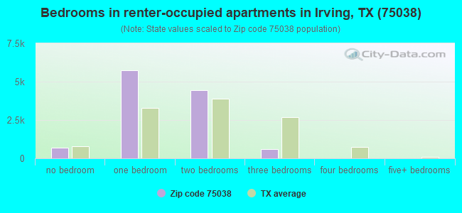 Bedrooms in renter-occupied apartments in Irving, TX (75038) 