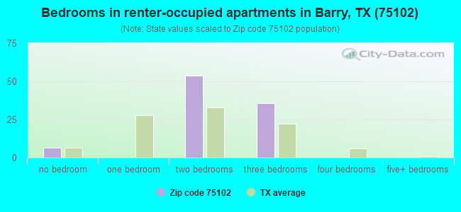 Bedrooms in renter-occupied apartments in Barry, TX (75102) 