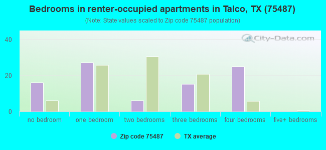 Bedrooms in renter-occupied apartments in Talco, TX (75487) 