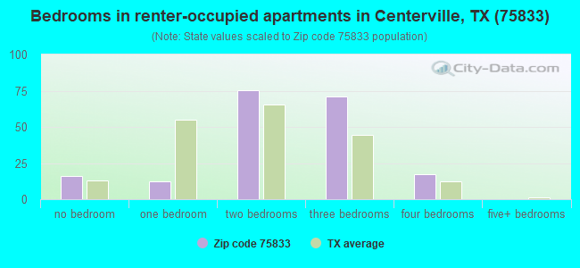 Bedrooms in renter-occupied apartments in Centerville, TX (75833) 