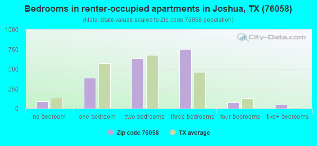 Bedrooms in renter-occupied apartments in Joshua, TX (76058) 