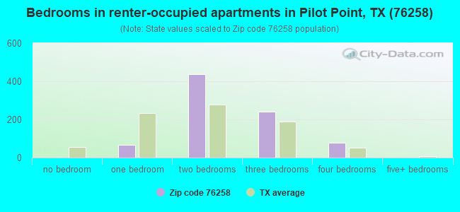 Bedrooms in renter-occupied apartments in Pilot Point, TX (76258) 