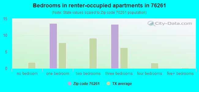 Bedrooms in renter-occupied apartments in 76261 