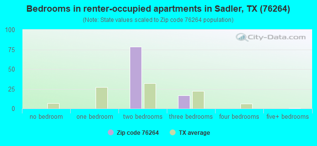 Bedrooms in renter-occupied apartments in Sadler, TX (76264) 