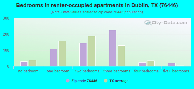 Bedrooms in renter-occupied apartments in Dublin, TX (76446) 