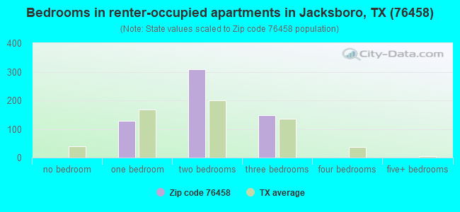Bedrooms in renter-occupied apartments in Jacksboro, TX (76458) 