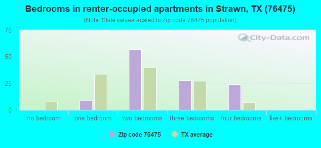 Bedrooms in renter-occupied apartments in Strawn, TX (76475) 