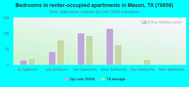 Bedrooms in renter-occupied apartments in Mason, TX (76856) 