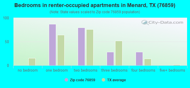 Bedrooms in renter-occupied apartments in Menard, TX (76859) 