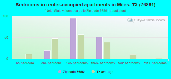 Bedrooms in renter-occupied apartments in Miles, TX (76861) 