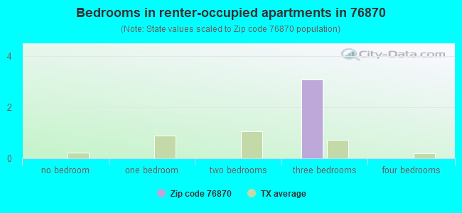 Bedrooms in renter-occupied apartments in 76870 