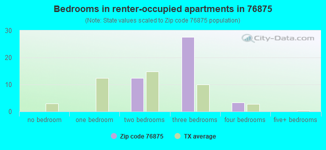 Bedrooms in renter-occupied apartments in 76875 