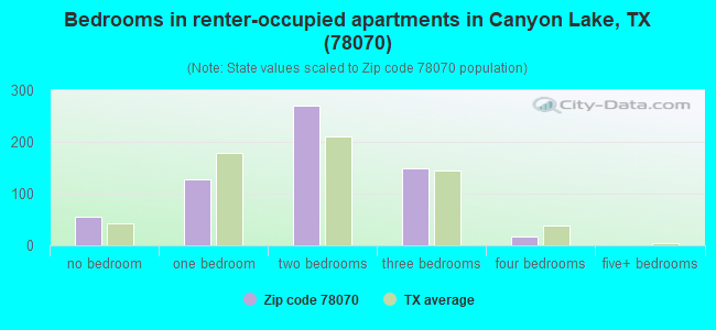 Bedrooms in renter-occupied apartments in Canyon Lake, TX (78070) 