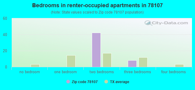 Bedrooms in renter-occupied apartments in 78107 