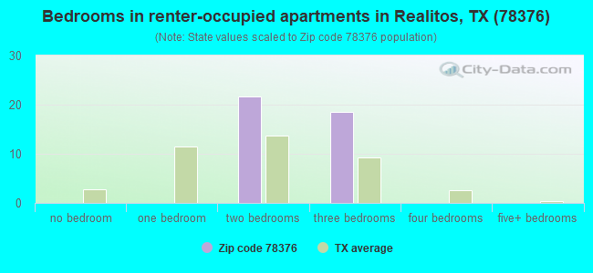Bedrooms in renter-occupied apartments in Realitos, TX (78376) 