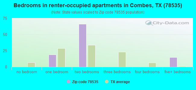 Bedrooms in renter-occupied apartments in Combes, TX (78535) 