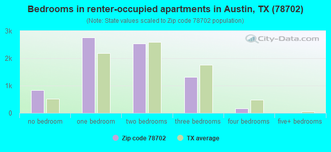 Bedrooms in renter-occupied apartments in Austin, TX (78702) 