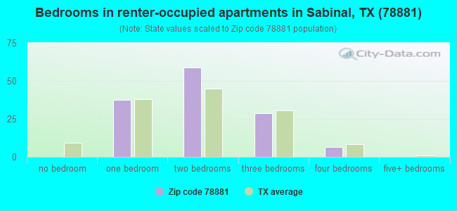 Bedrooms in renter-occupied apartments in Sabinal, TX (78881) 