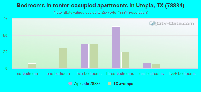 Bedrooms in renter-occupied apartments in Utopia, TX (78884) 