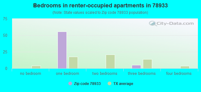 Bedrooms in renter-occupied apartments in 78933 