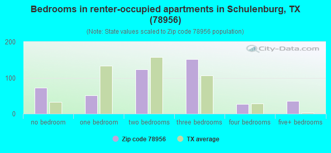 Bedrooms in renter-occupied apartments in Schulenburg, TX (78956) 