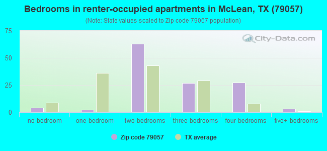 Bedrooms in renter-occupied apartments in McLean, TX (79057) 