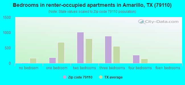 Bedrooms in renter-occupied apartments in Amarillo, TX (79110) 