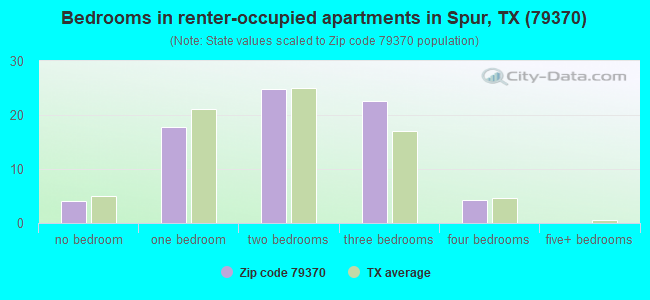 Bedrooms in renter-occupied apartments in Spur, TX (79370) 