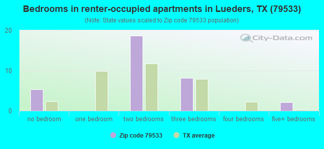 Bedrooms in renter-occupied apartments in Lueders, TX (79533) 