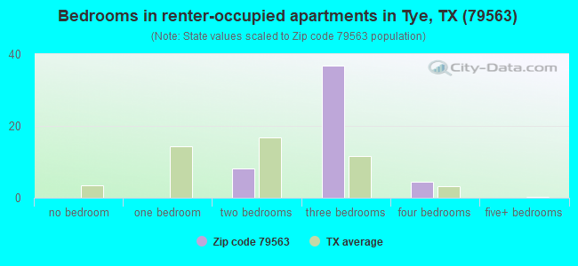 Bedrooms in renter-occupied apartments in Tye, TX (79563) 