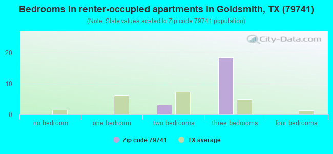 Bedrooms in renter-occupied apartments in Goldsmith, TX (79741) 