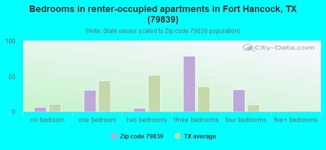 Bedrooms in renter-occupied apartments in Fort Hancock, TX (79839) 
