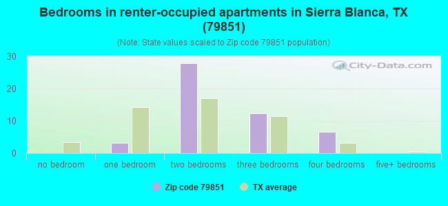 Bedrooms in renter-occupied apartments in Sierra Blanca, TX (79851) 