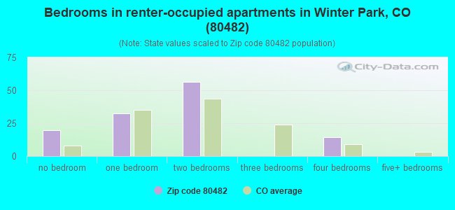 Bedrooms in renter-occupied apartments in Winter Park, CO (80482) 