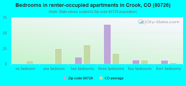 Bedrooms in renter-occupied apartments in Crook, CO (80726) 