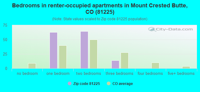 Bedrooms in renter-occupied apartments in Mount Crested Butte, CO (81225) 