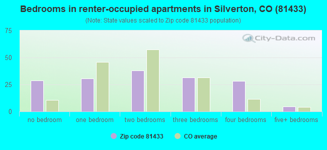 Bedrooms in renter-occupied apartments in Silverton, CO (81433) 