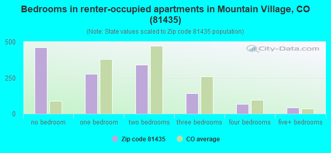 Bedrooms in renter-occupied apartments in Mountain Village, CO (81435) 