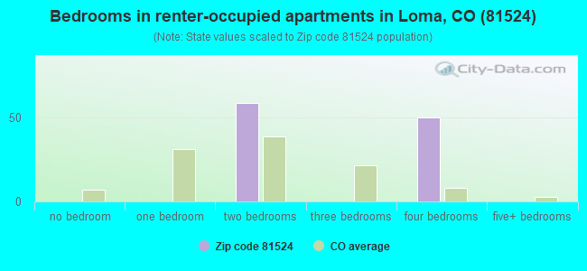 Bedrooms in renter-occupied apartments in Loma, CO (81524) 