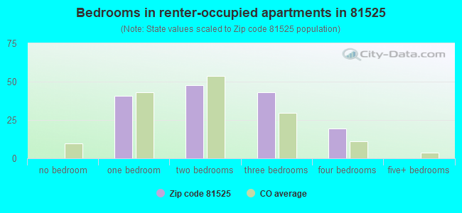 Bedrooms in renter-occupied apartments in 81525 