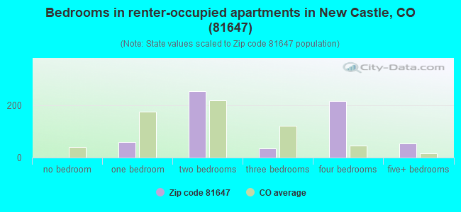 Bedrooms in renter-occupied apartments in New Castle, CO (81647) 
