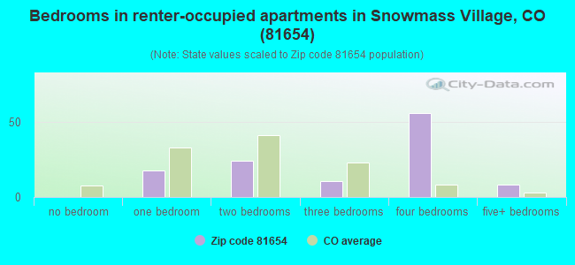 Bedrooms in renter-occupied apartments in Snowmass Village, CO (81654) 