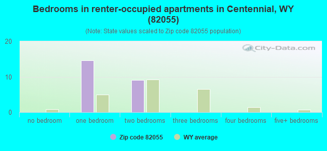 Bedrooms in renter-occupied apartments in Centennial, WY (82055) 